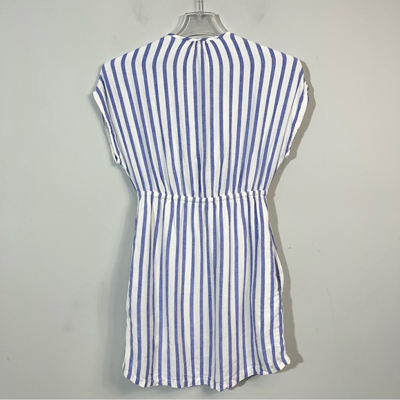 Rails Charlotte Linen Dress Grenadines Stripe Blue & White Tie Front XS Revolve - Picture 9 of 16